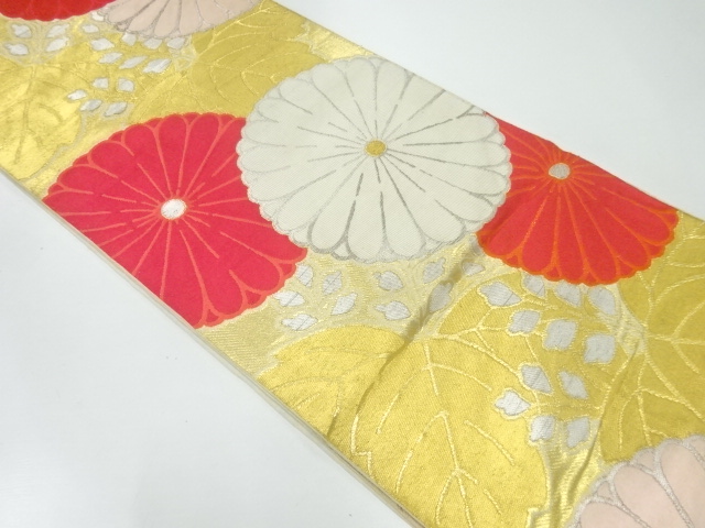 アンティーク　菊桐模様織出し袋帯（材料）